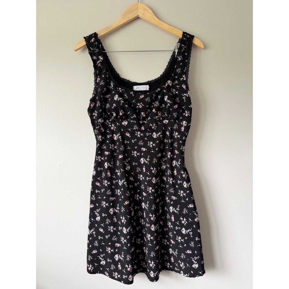 Coquette Fairy All in Favor Mini Dress M Black Floral Lace Fit & Flare